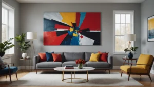 grand tableau au-dessus du canapé
