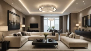 plafond suspendu moderne pour salon