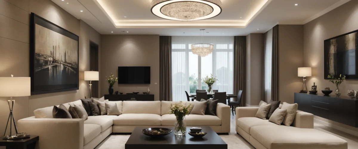 plafond suspendu moderne pour salon